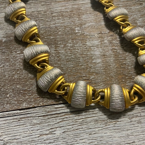 Karl Lagerfeld Vintage Chunky Gold and Silver Necklace - Picture 2 of 3